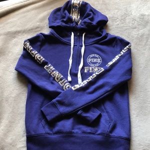 VS PINK Indigo Quarter Zip Sweater with Hoodie